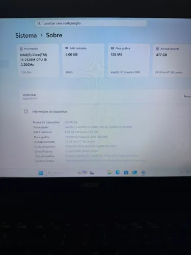 Notebook ACER E1 processador I3 6gb ram e ssd 512gb