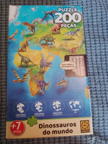 Quebra Cabeca Grow Mundo dos Dinossauros 200 pecas