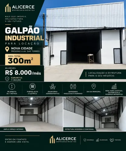 ALUGO GALPÃO DE 300 M2 NA AV DAS TORRES