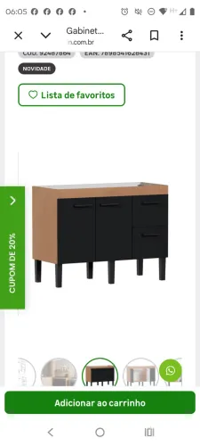 Gabinete moderno para cozinha NOVO! Sem uso! Para quem tem espaço limitado e quer deixar o
