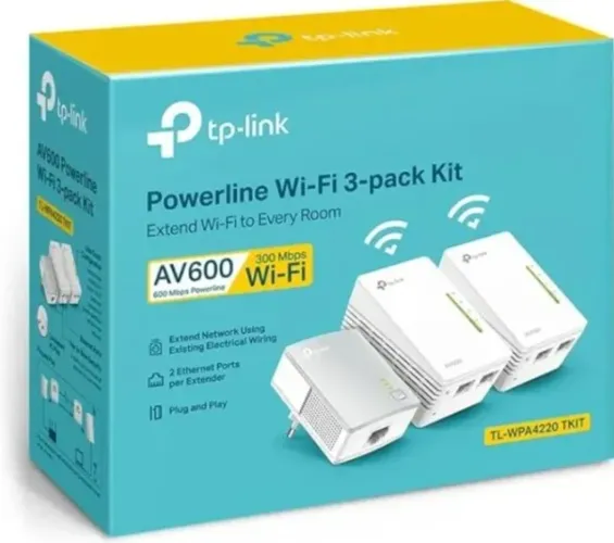 Extensor Wi-fi Powerline Tp-link Av600 Tl-wpa4220 Kit Com 3 Cor Branco