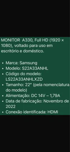 BARATO, MONITOR SANSUNG A330 ,