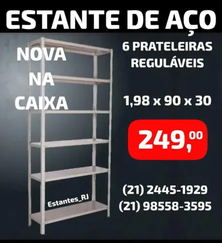 Estante de Aço Grande com 6 Prateleiras / Bandejas - Somente Produtos Novos
