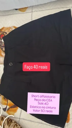 Short preto em alfaiataria 