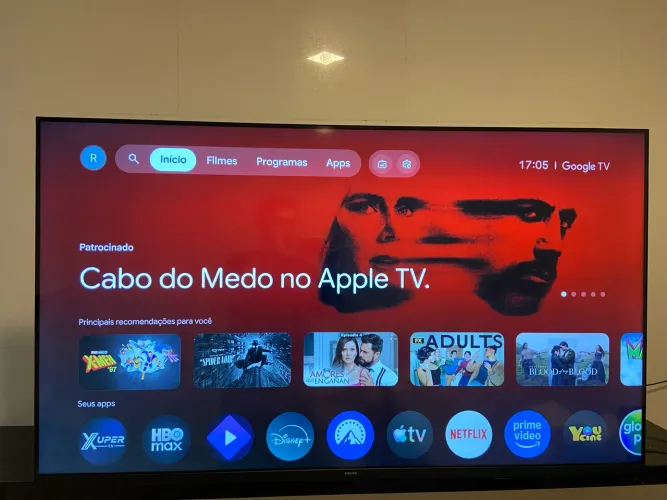 Smart TV 55 Polegadas Philips LED 4K UHD, Wi-Fi, USB, HDMI - 5pug7408/78