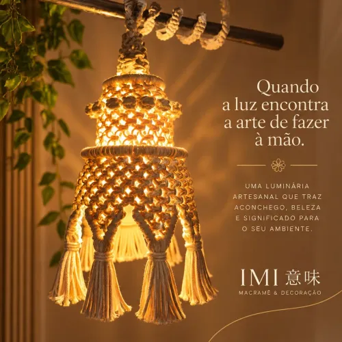 Luminária Artesanal de Macramê - Decoração Exclusiva IMI