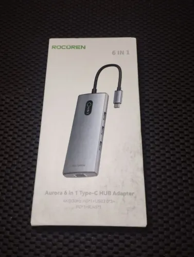 HUB USB-C 6 em 1 Rocoren Aurora - Potência, Velocidade e Conectividade em um Só Produto!