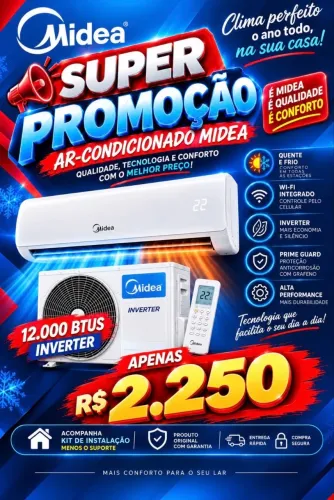 Ar condicionado 12 mil btus MIDEIA quente /frio e iA