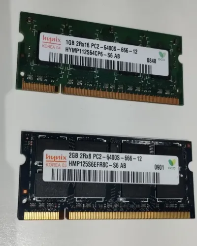 Memória Ram 2gb + 1GB DDR2 Notebook