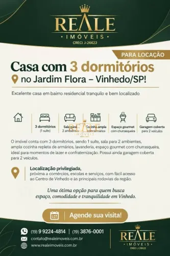 Casa com 3 dormitórios para alugar, 200 m² por R$ 5.849/mês - Jardim Flora - Vinhedo/SP