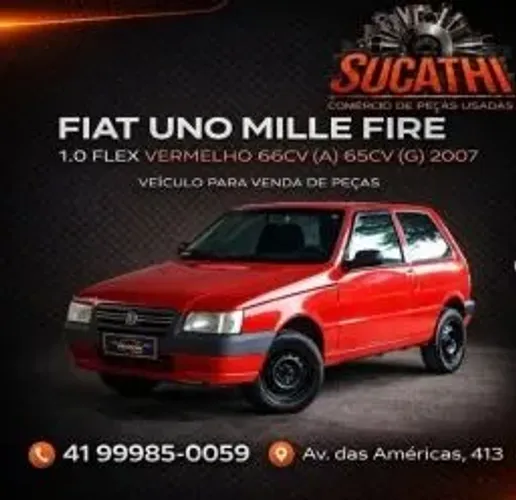 Sucata Venda De Peças Fiat Uno Mille Fire 1.0 Flex Vermelho 2008