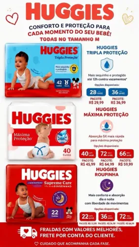 Fraldas Huggies Tamanho M 