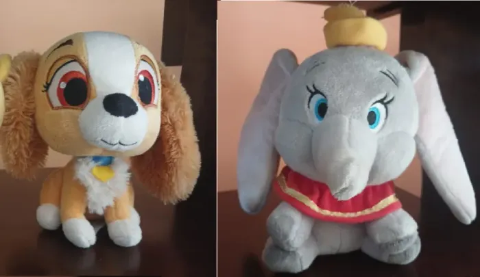 Kit com 2 pelúcias 18cm Disney - Dumbo e Lady