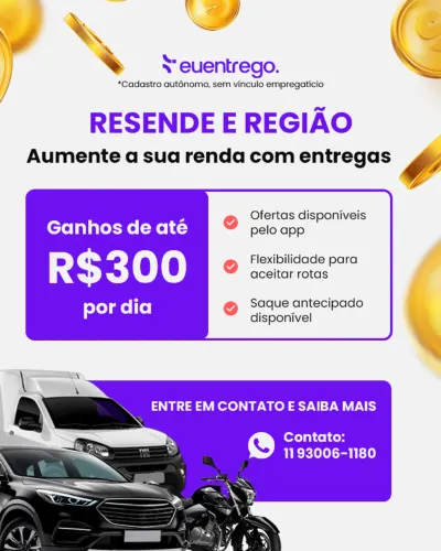 Faça entregas em Resende RJ com seu veículo