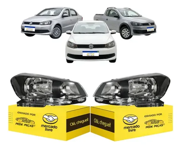 Par Farol Gol Saveiro Voyage G6 2013 14 15 2016 Foco Simples Ambos Lados