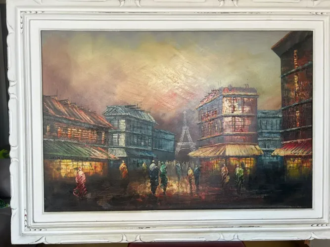 Pintura a óleo tema Paris - com moldura