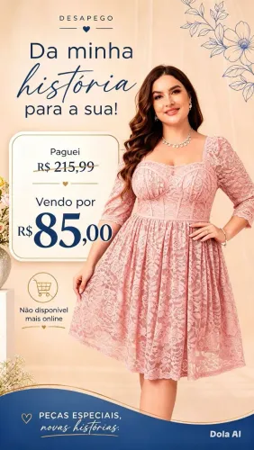 ? Vestido todo em renda | Cor Rosa Empoeirado ?<br>