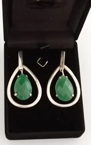 Brinco prata 925 Esmeralda colombiana verdadeira natural lapidada