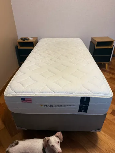 Conjunto Box/Colchão King Koil Pearl solteiro pouco uso