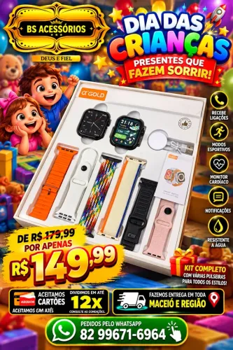 Kit Com 2 Smartwatch e 6 Pulseiras 