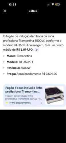 Fogão de indução linha profissional Tramontina.