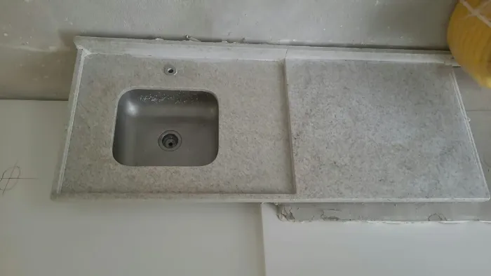Pia Cozinha Granito Siena Escovado 1,50x0,60 Cuba Inox - Sobra de Obra