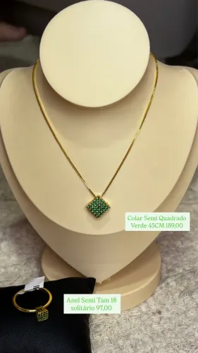 Colar e Anel Conjunto Semijoia