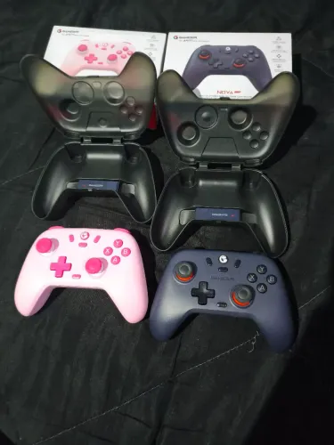 Kit 2 controles Gamesir T4 Nova lite Rosa e Preto Gamer