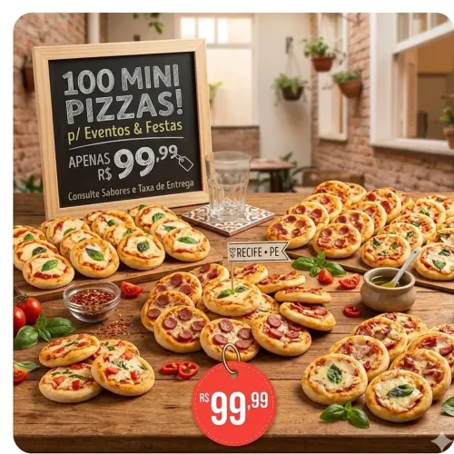 100 MINI PIZZAS PARA FESTAS E EVENTOS