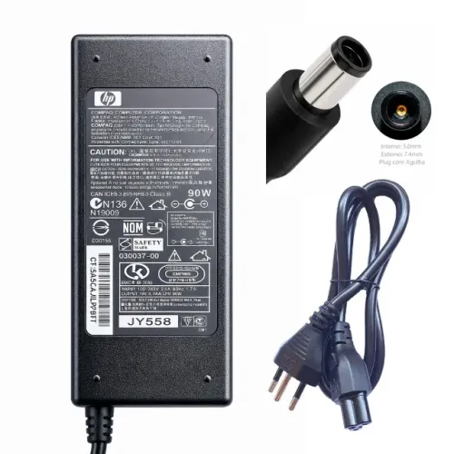 Fonte Carregador Notebook HP Pino Grosso Agulha 90W 19V 4,74A Plug 7.4x5.0mm