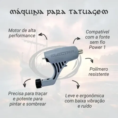 Máquina de Tatuagem Electra Pop - Electric Ink Fonte de alimentação + Pedal