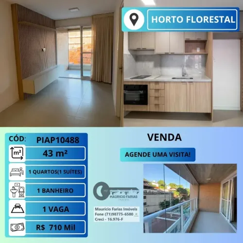 APARTAMENTO 1 QUARTO COM 43m² NO HORTO FLORESTAL