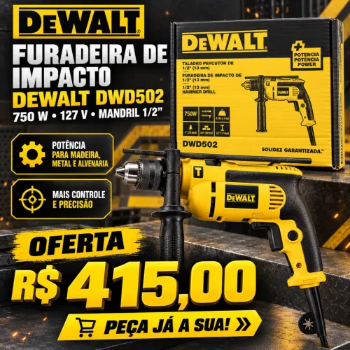 Furadeira de Impacto DeWALT DWD502 750W 127V