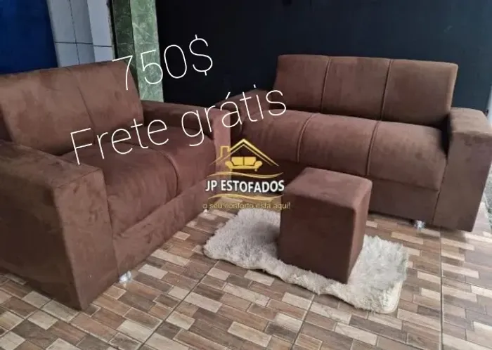 Sofá completo 2/3 lugares frete grátis ganhe puff de brinde