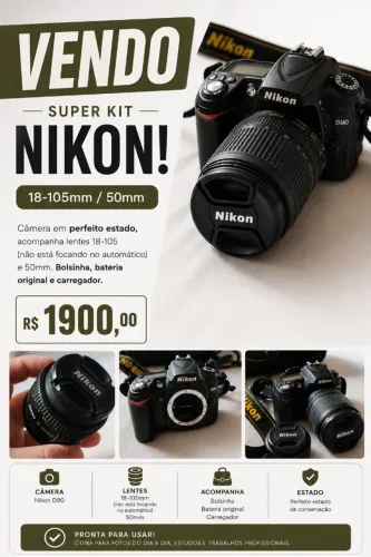 Nykon D90 + Lente 18-105 + 50mm