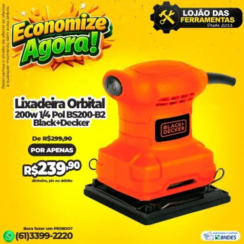 Lixadeira Orbital 200w 1/4 Pol BS200-B2 Black+Decker