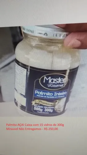 Palmito AÇAI Caixa com 15 vidros de 300g Mirassol Não Entregamos