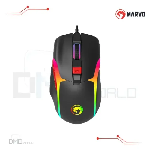 Mouse Gamer Marvo M360, RGB, 12800 DPI, 7 Botoes, Preto, Novo, Lacrado
