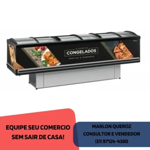 Ilha para Congelados 3M Vidro Curvo Gelopar 220V