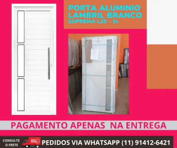 porta Aluminio Lambril L25 com visor lateral - 2.10x80 - frete a combinar