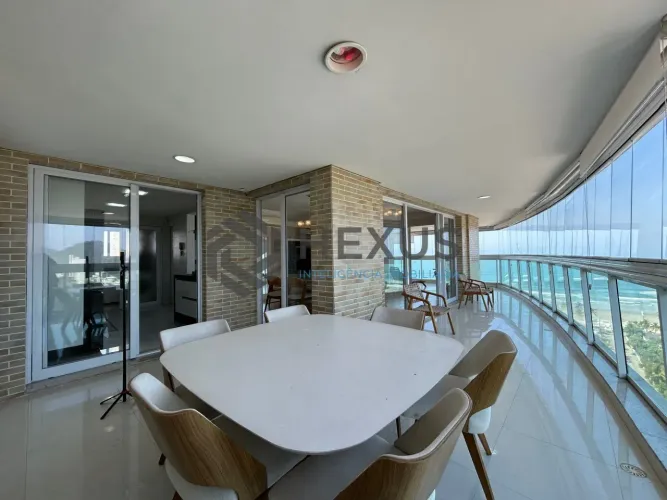 Apartamento com varanda gourmet vista mar e lazer a 130m da praia na Enseada, Guarujá