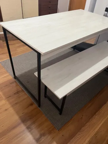 Conjunto Mesa de Jantar com 1 Banco Estilo Industrial Active Yescasa Branco/Snow Snow