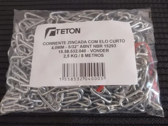 CORRENTE ZINCADA COM ELO CURTO 4,0MM 5/32? ABNT NBR 15293 15.58.532.040 2,5KG - VONDER