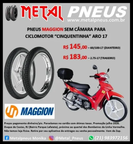 Pneu Moto Maggion Ciclomotor Cinquentinha Aro 17 - Sem Câmara