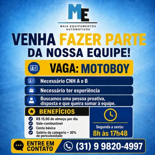 Vaga de Emprego p/ MOTOBOY