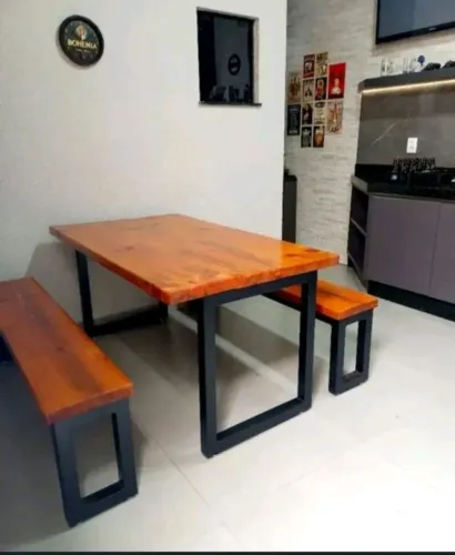 Mesas com bancos rusticos frete grátis