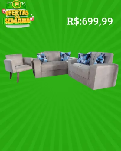 Conjunto de sofás 2 + 3 lugares + poltrona / várias cores / pague na entrega 