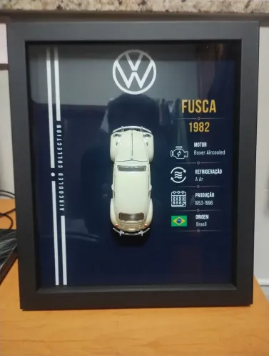 Kit com 2 Quadros Decorativos Fusca 3D 