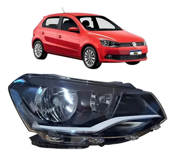 Farol Direito Gol G6 2013 14 15 2016 Foco Duplo Masc Negra Direito/passageiro