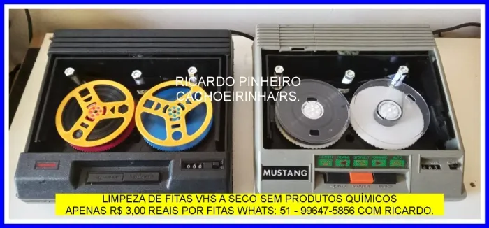 Limpeza de fitas VHS, retirada de mofo e pó a seco.